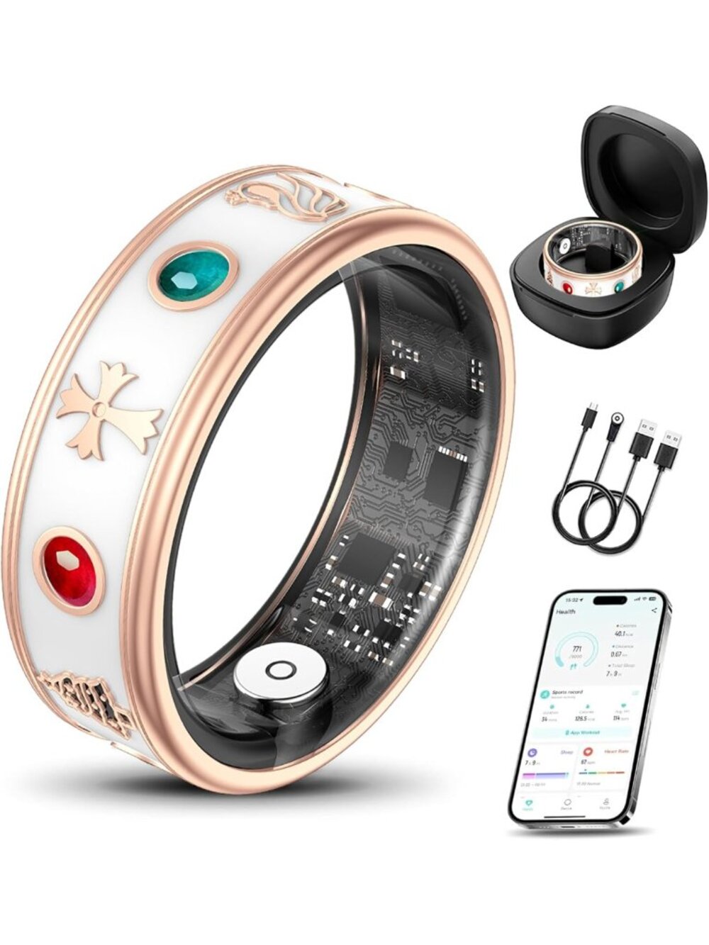 Stylish Smart Ring for Women - Fitness Tracker, Heart Rate Monitor, Sleep